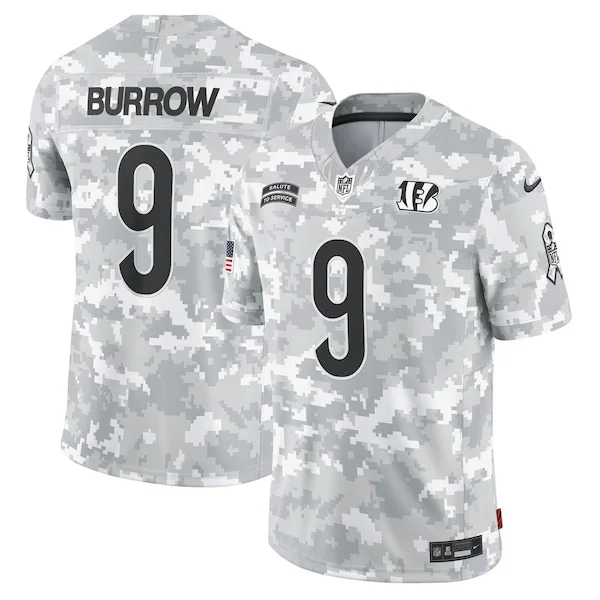 Joe Burrow Cincinnati Bengals Nike 2024 Salute to Service Limited Jersey – Arctic Camo